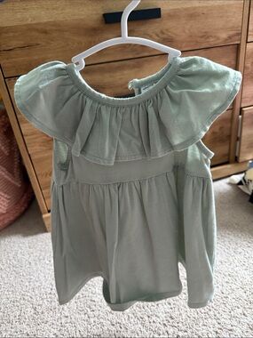 Nordstrom Sage Green Ruffle Shoulder Dress - Kids